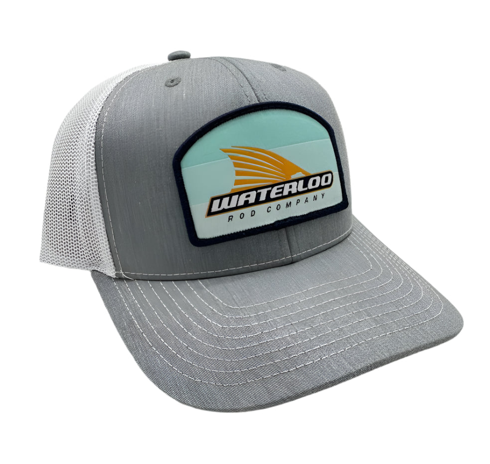 Waterloo Heather Grey and White Tails Up Patch Cap - Blue Tails Up