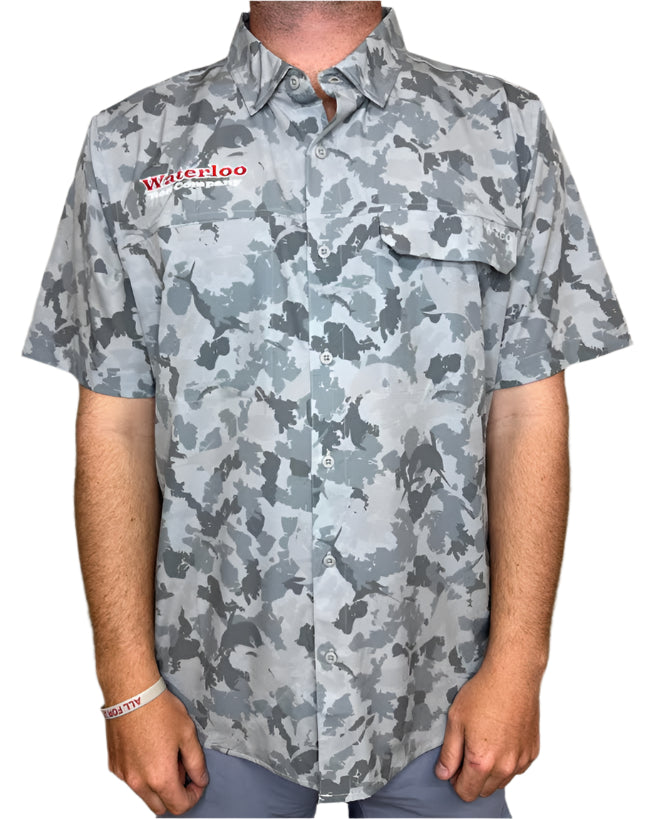 Aftco Air-O Mesh Printed SS Button Down Shirt - OG Waterloo Logo