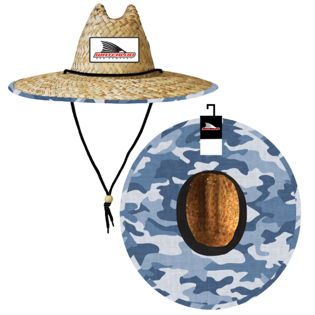 Waterloo Straw Hat -Island Blue Camo with Tails Up Patch