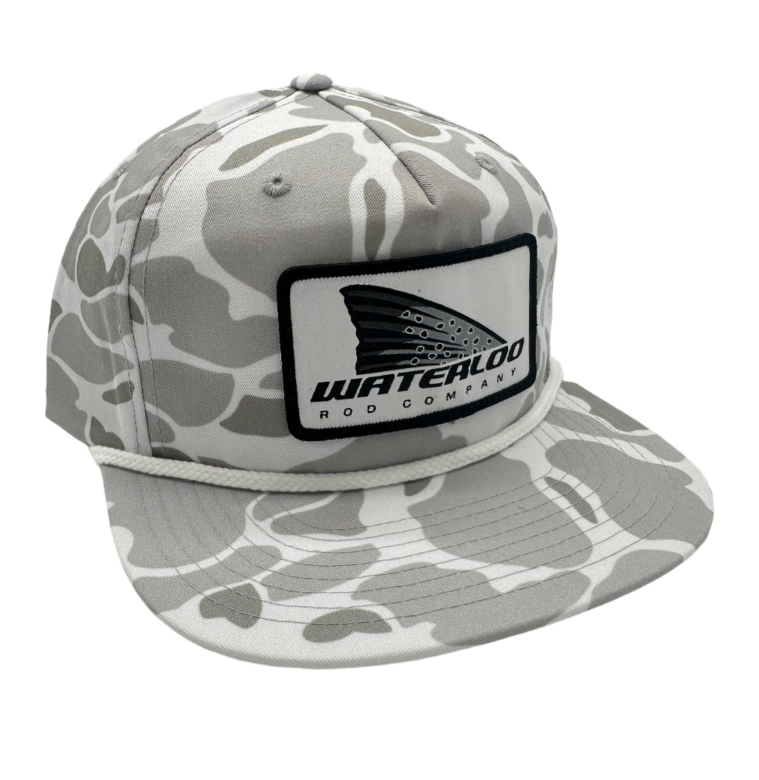 Waterloo Blizzard Duck Camo and White Rope Cap - Trout Tails Up Patch
