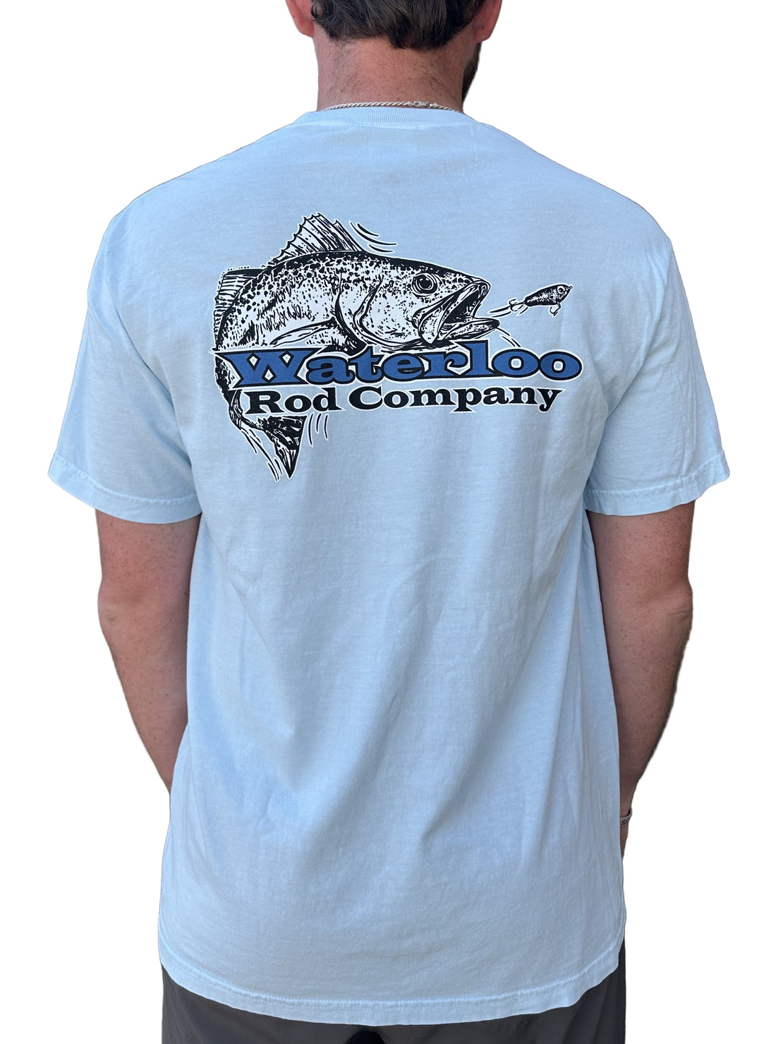 Waterloo Light Blue Cotton Short Sleeve Shirt - Trout Lil' Softy Logo
