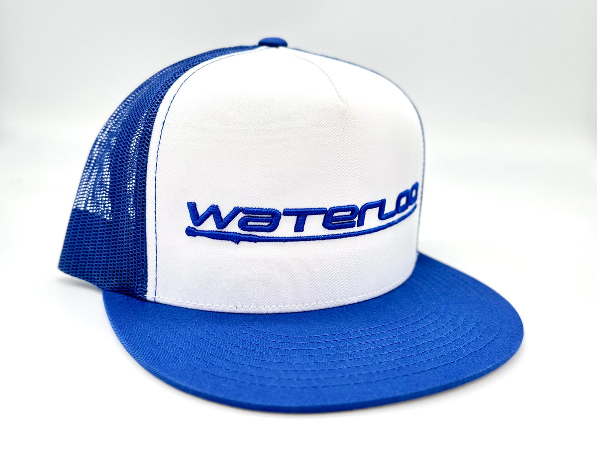 Waterloo Royal Blue and White Flat Bill Cap Performance Logo