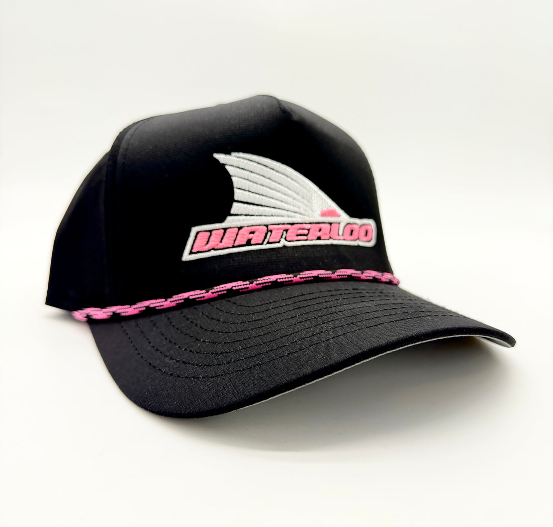 Waterloo Black with Black and Hot Pink Rope Cap -Tails Up