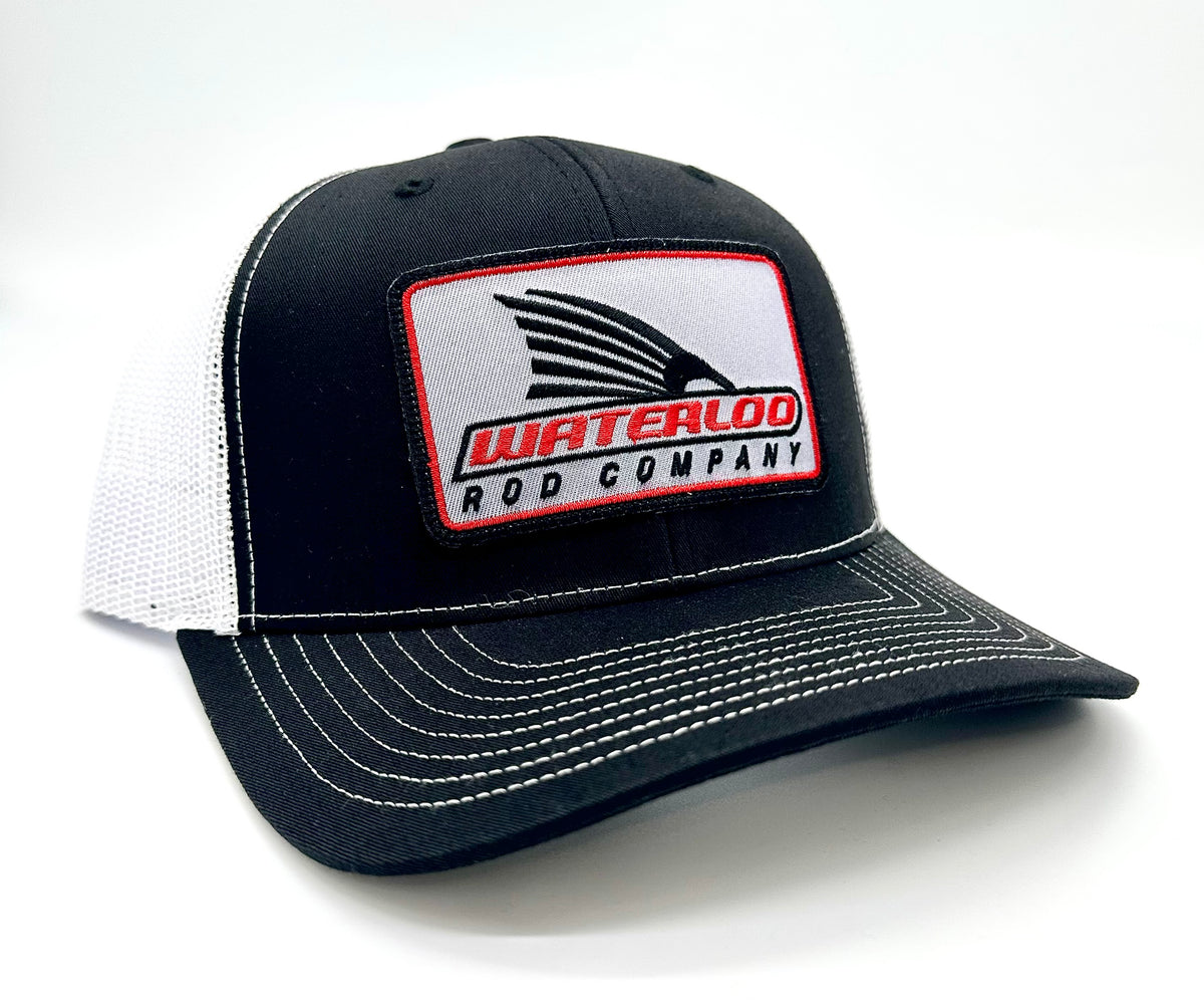 Waterloo Black and White Cap Grey Tails Up Patch Waterloo Rods