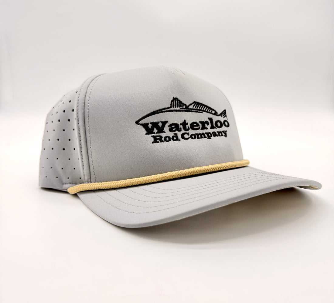 Waterloo Waterwood Light Grey and Khaki Rope Cap - Red Fish Logo