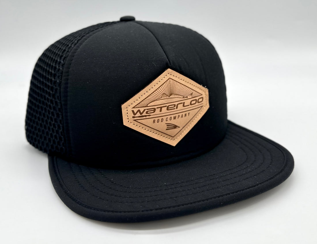 Waterloo Black Mesh Cap - Leather Diamond Patch