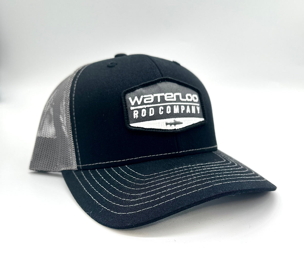 Waterloo Black and Charcoal Cap Badge Patch XLarge Waterloo Rods