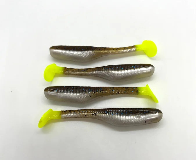 Down South Lures - Burner Shad Big Papa Pearl Chartreuse