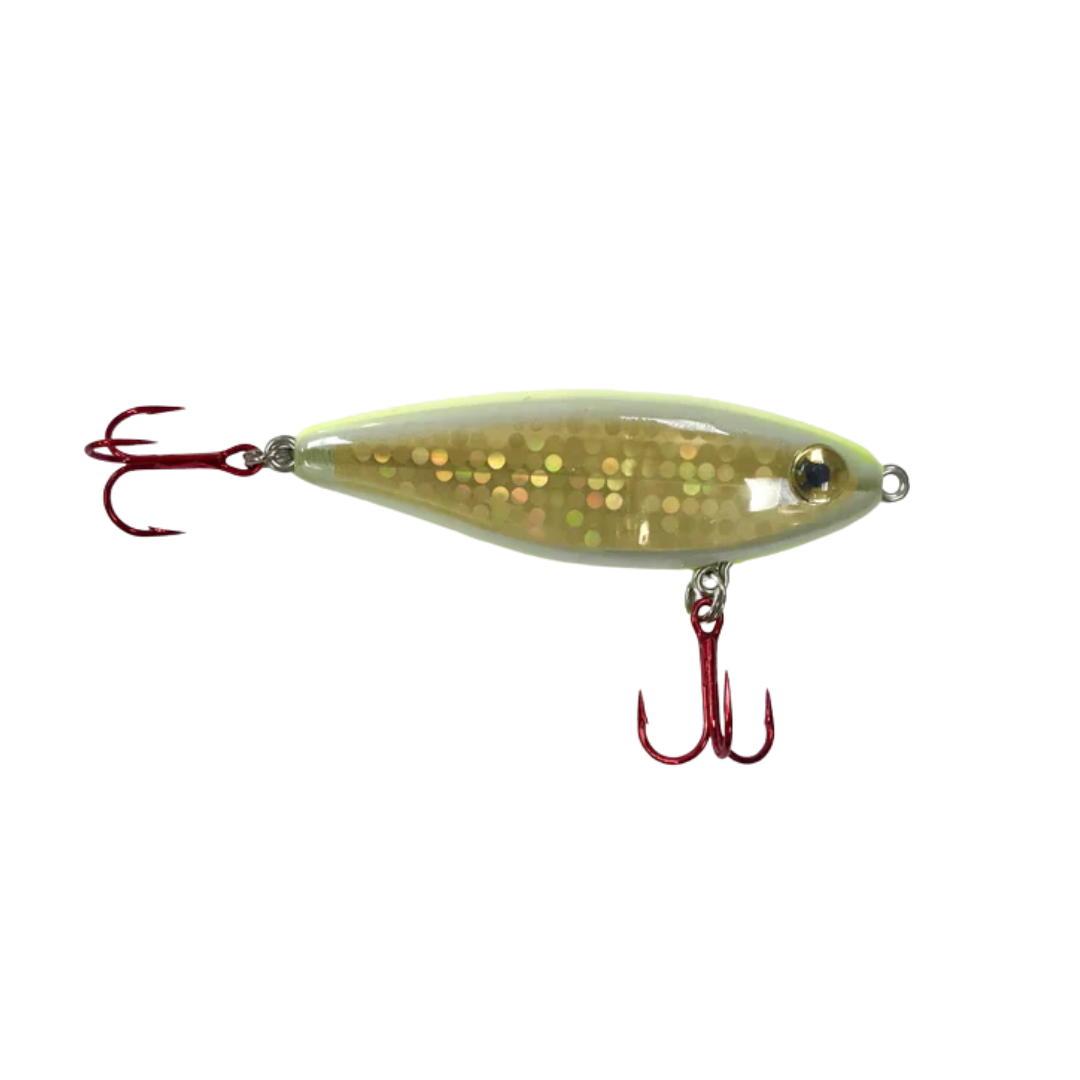 double-sided fishing lure Double O Large 14" Trolling Fathom Offshore liquid chrome paint jobs and a super sharp 5/0 hook. Purple Sunset Leaper Lure