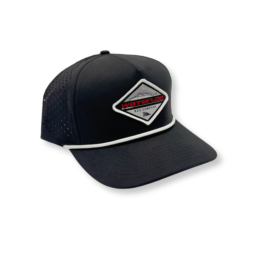 Waterloo Black and White Performance Rope Cap - Diamond Patch