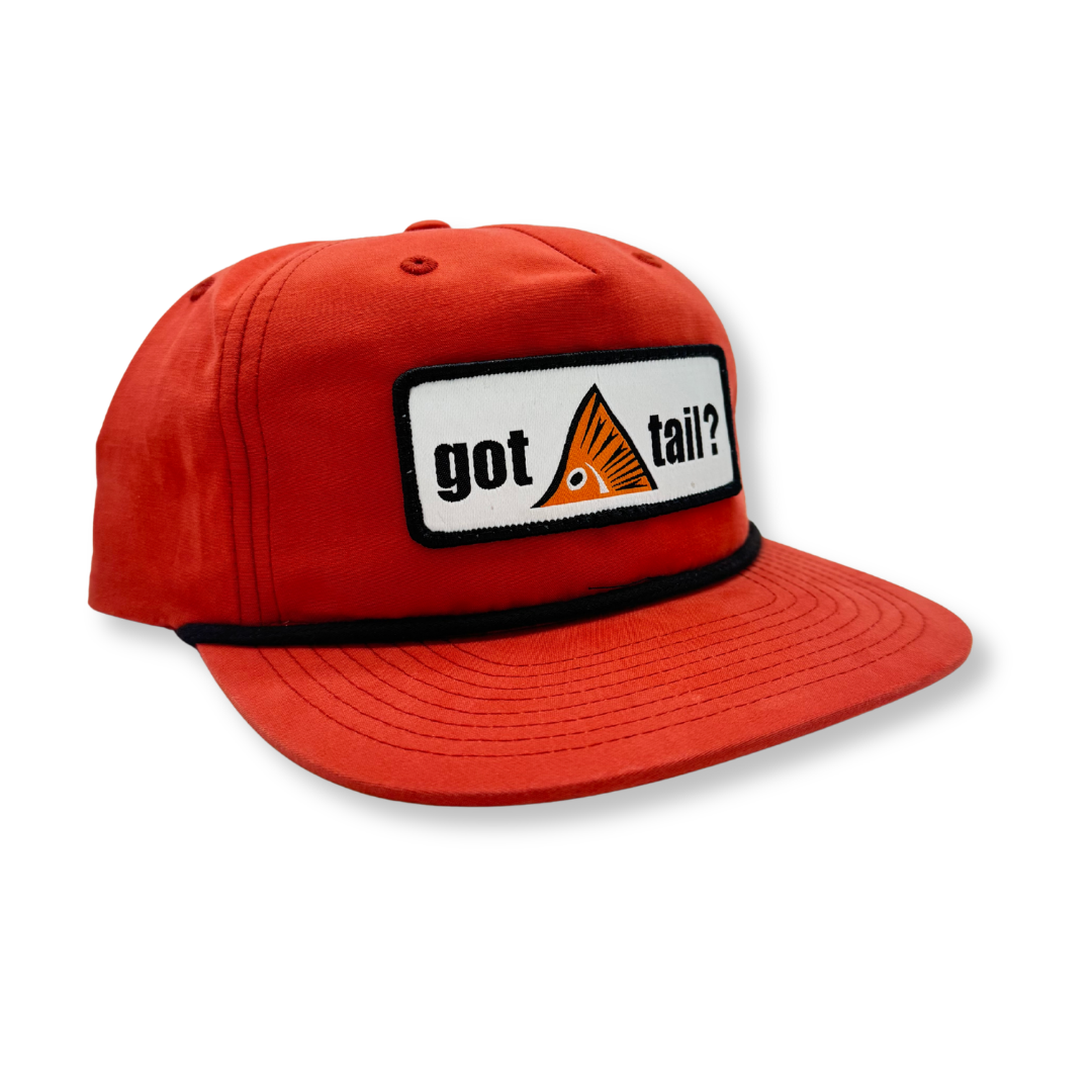 Got Tail? Dark Orange and Black Rope Cap - Black Got Tail? Logo