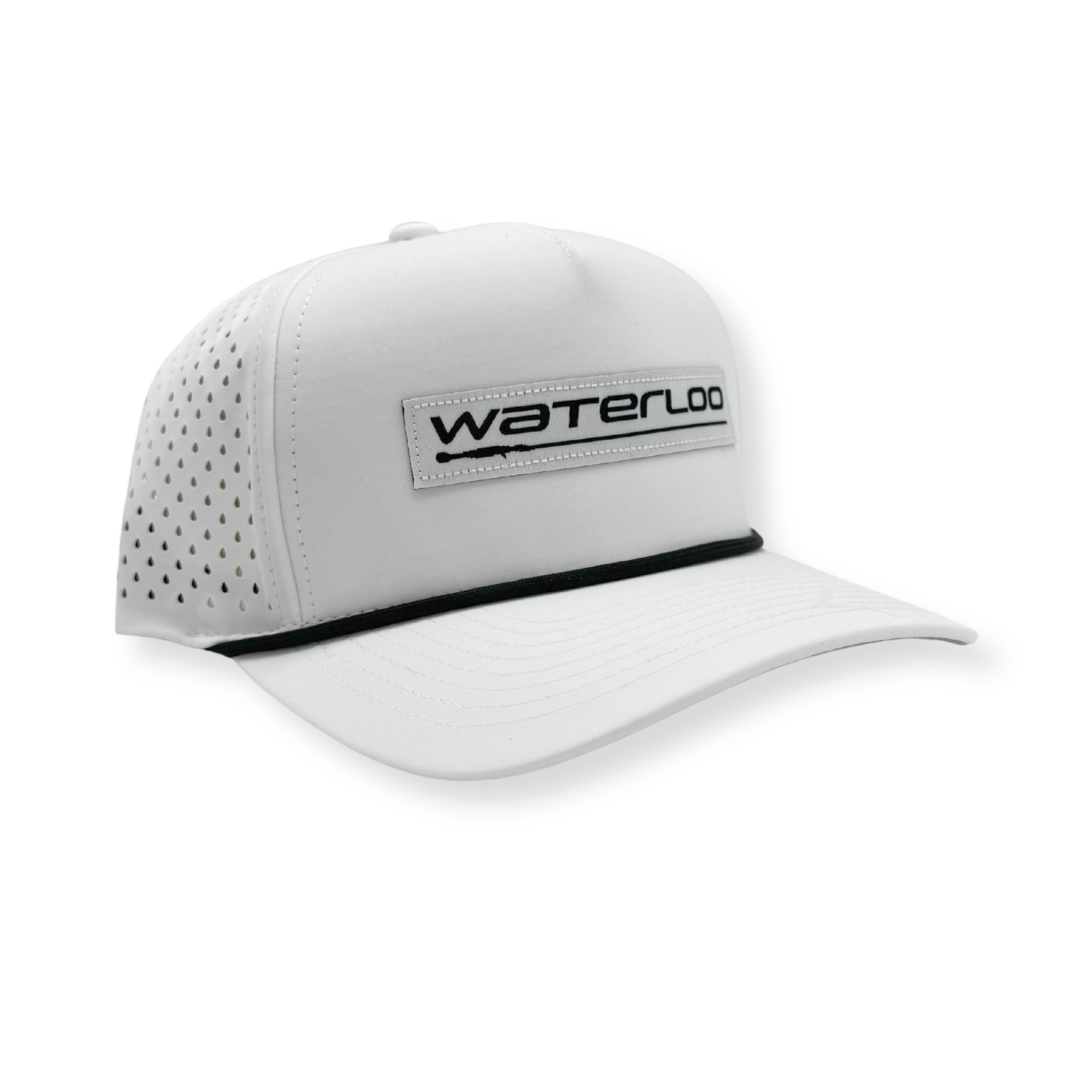 Waterloo White and Black Performance Rope Cap - Performance Patch