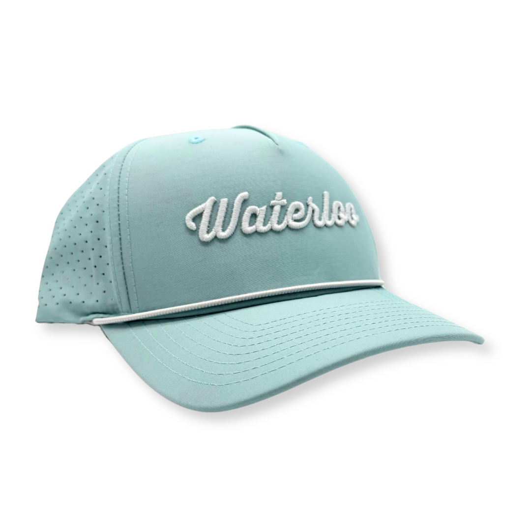 Waterloo Smoke Blue with White Rope Performance Cap - Cursive Logo