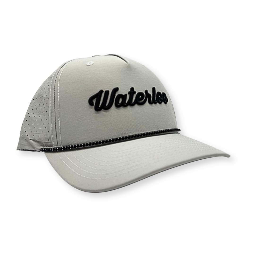 Waterloo Silver with Black Rope Performance Cap - Cursive Logo