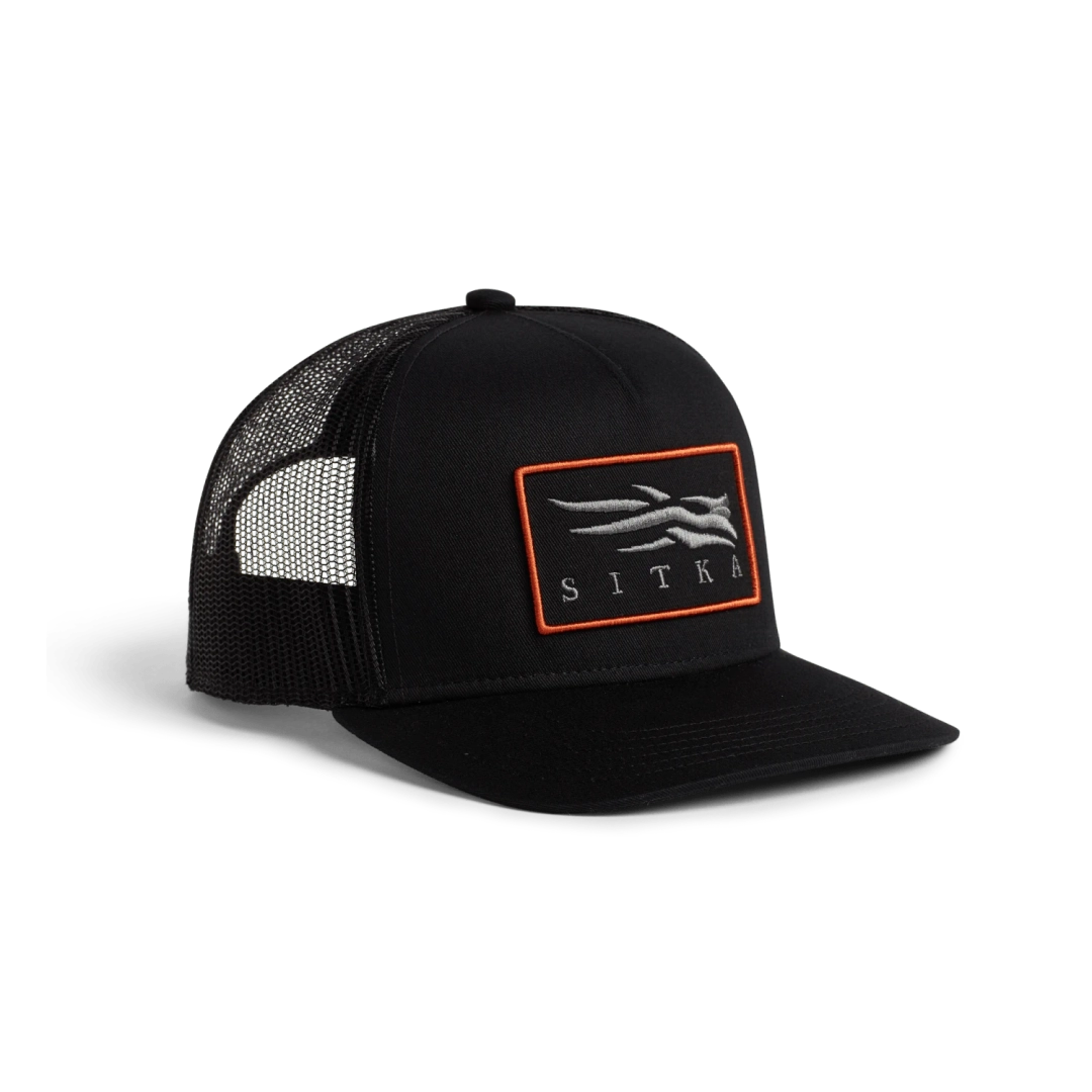 Sitka Icon Patch Hi Pro Black Trucker Cap - Oversized