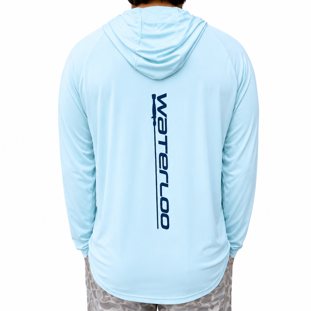 Waterloo Arctic Blue Performance Long Sleeve Hoodie - Performance Logo