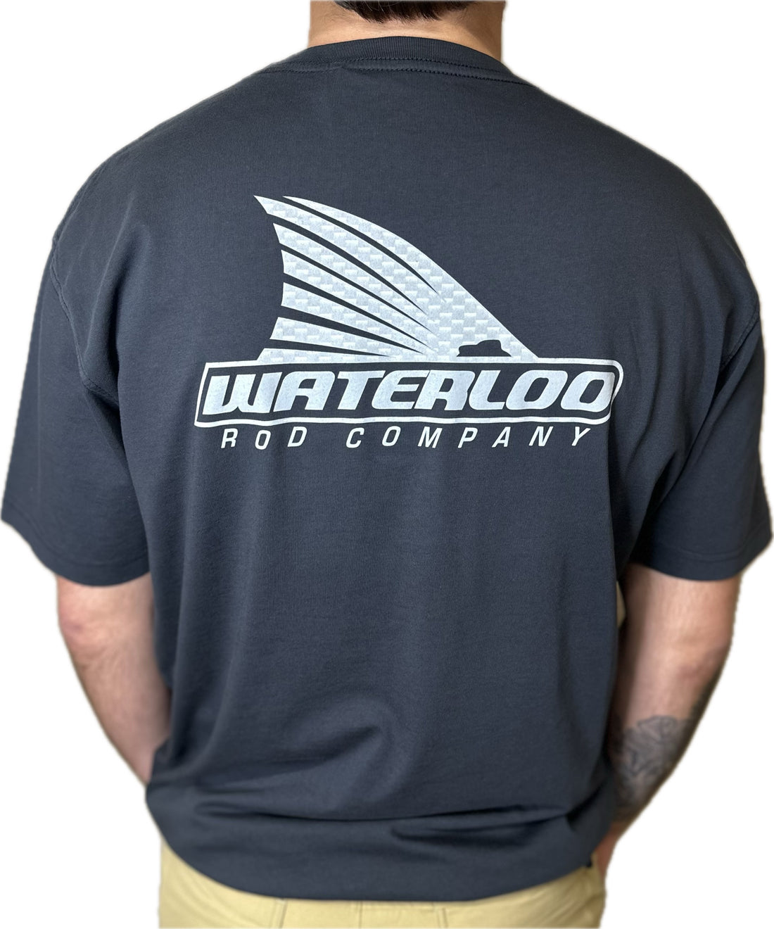 Waterloo Dark Grey Cotton Short Sleeve T-Shirt -  Carbon Fiber Tails Up Logo