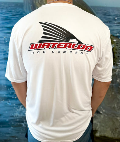 Waterloo White Short Sleeve Performance Shirt - Tails Up Logo