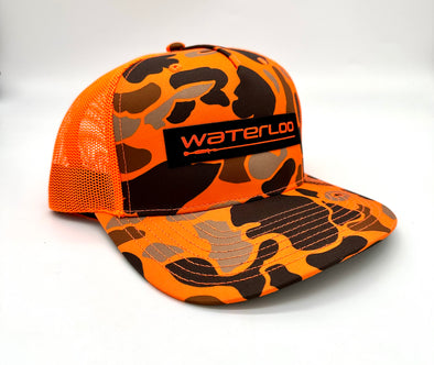 Waterloo Blaze Duck Camo and Bright Orange Cap - Performance Patch