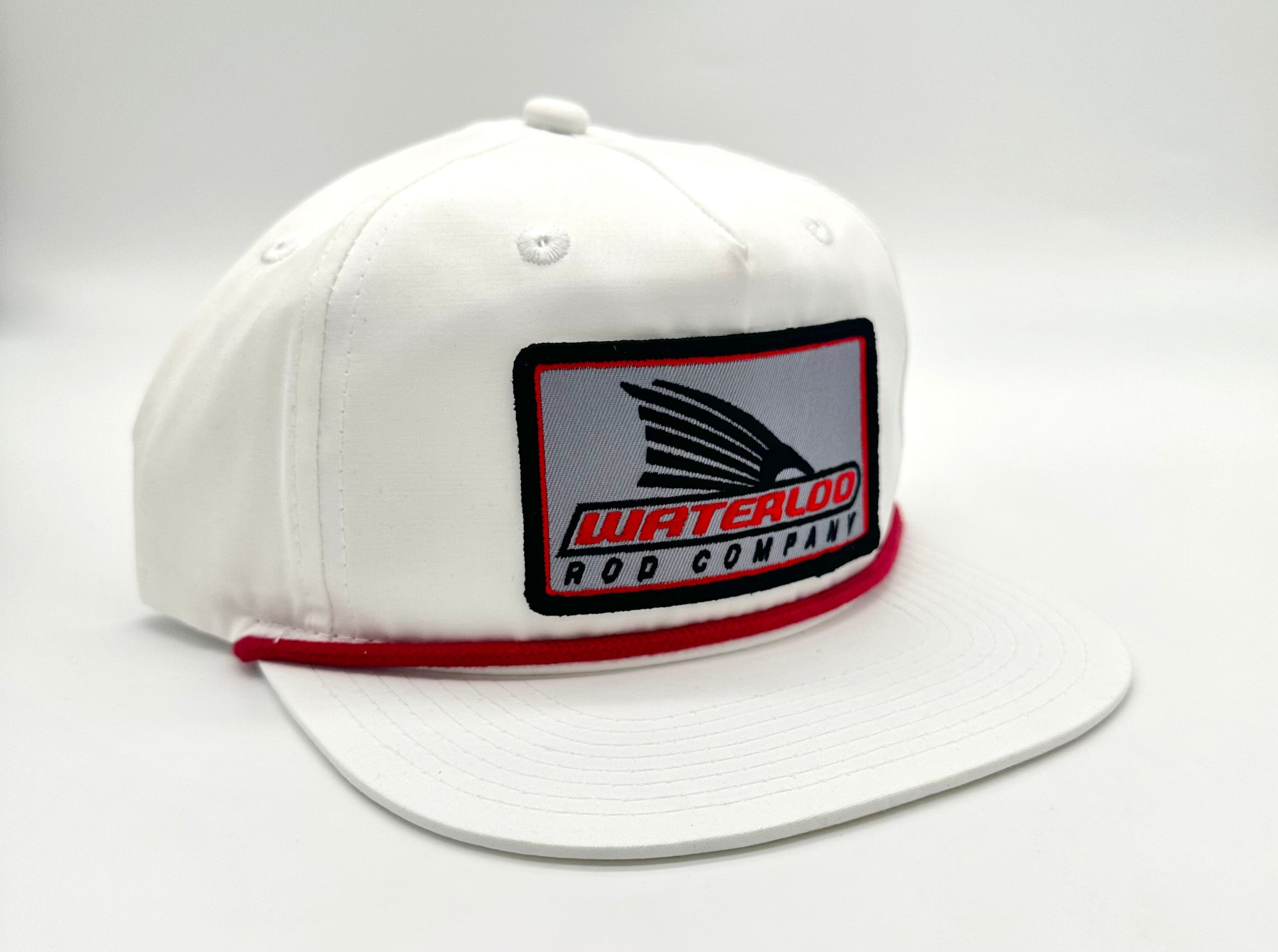 Waterloo White with Red Rope Cap Tails Up Patch Waterloo Rods