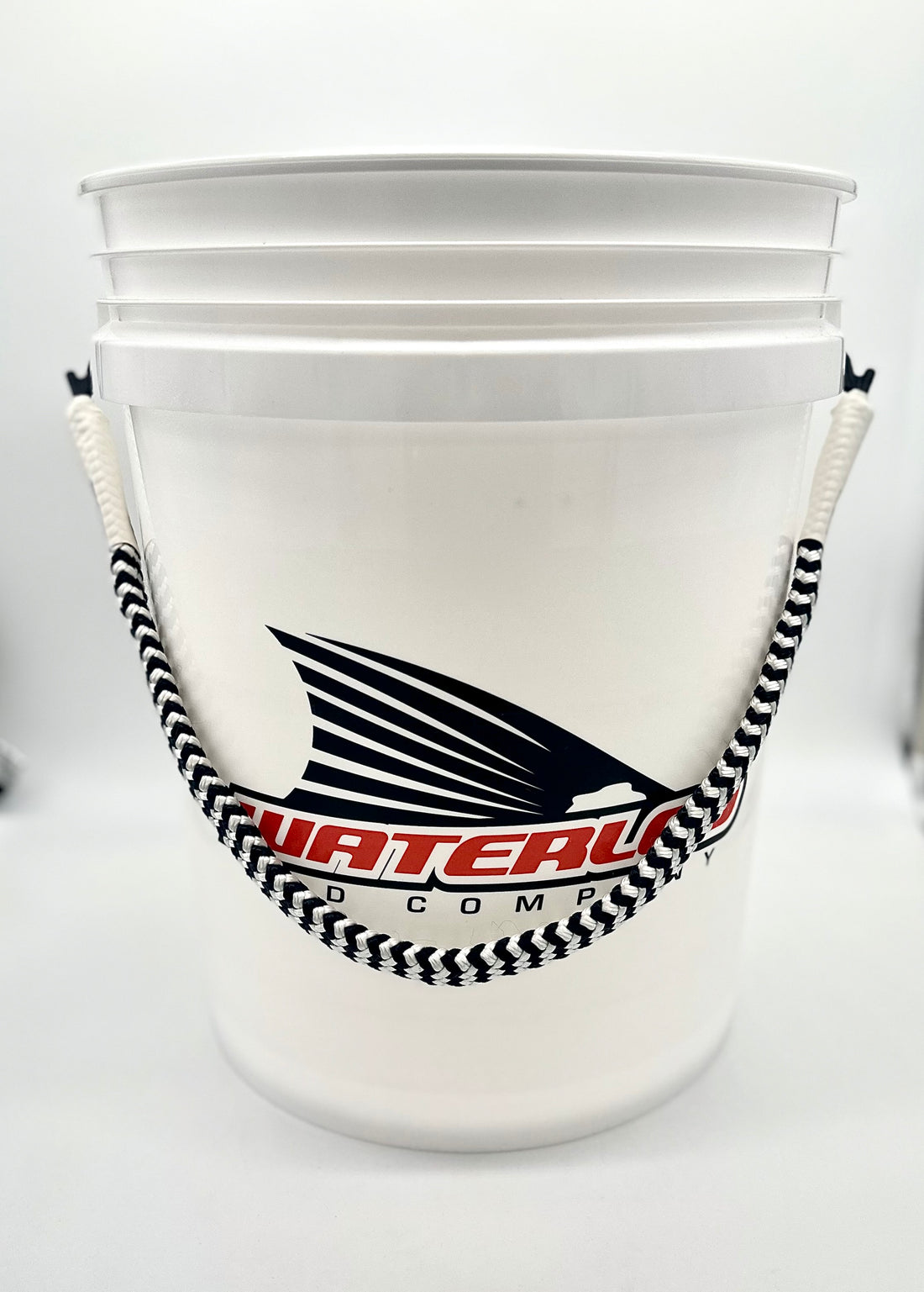 Waterloo 5 Gallon White Bucket with Rope Handle - Tails Up Logo