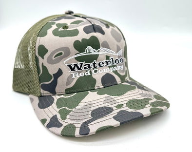 Waterloo Marsh Duck Camo and Loden Cap - Red Fish Logo