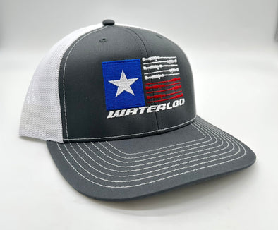 Waterloo Rod Flag Charcoal and White Cap