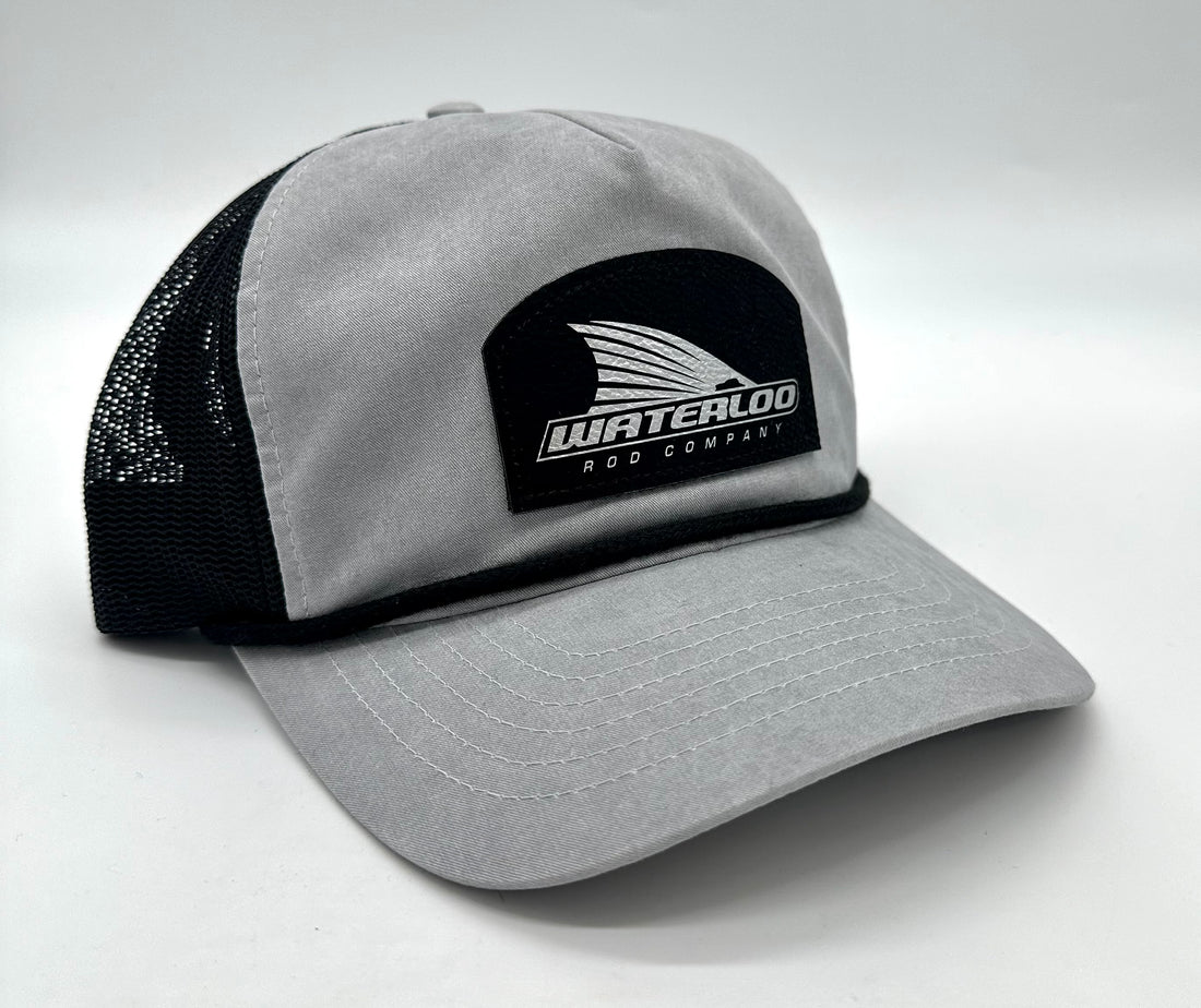 Waterloo  Grey and Black Rope Cap - Leather Tails Up Patch