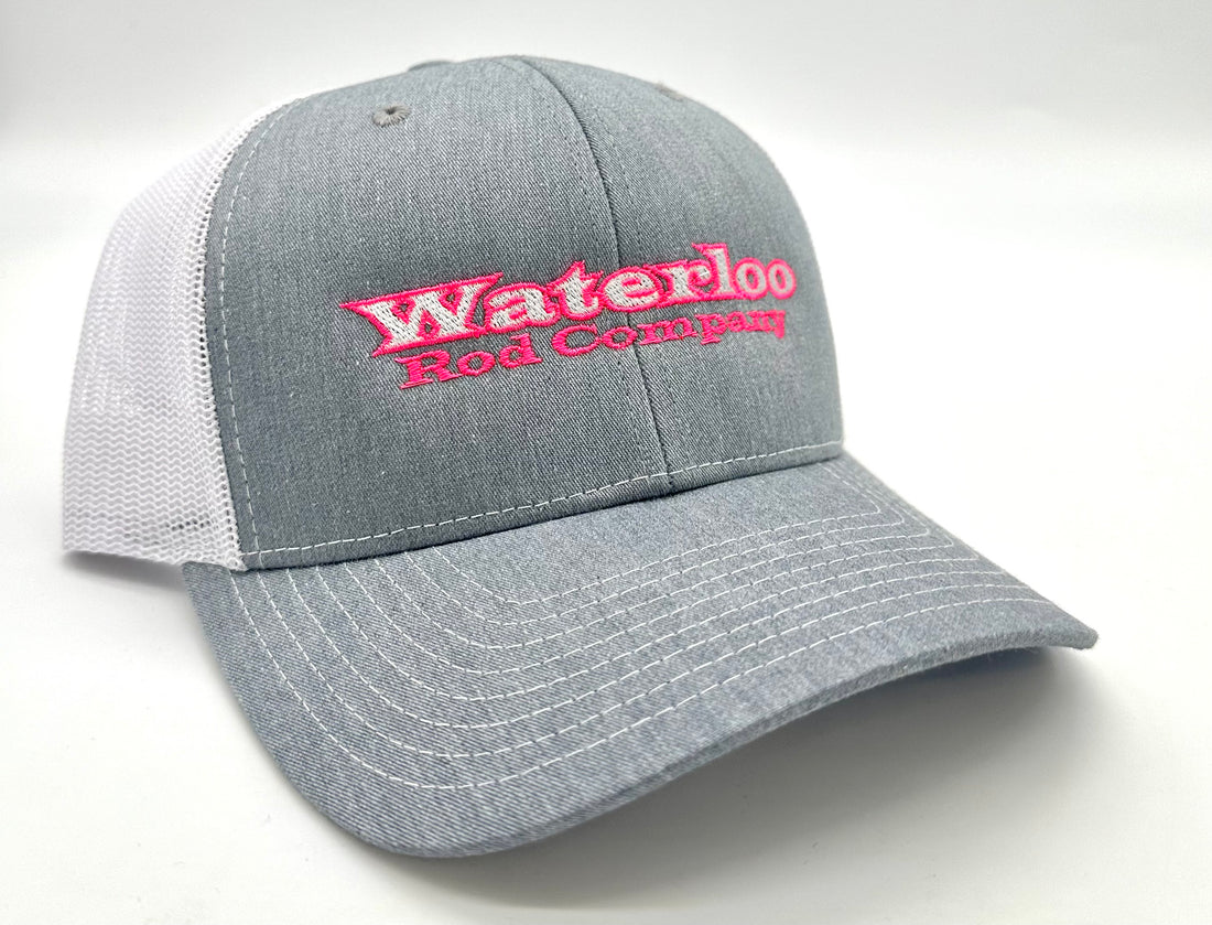 Waterloo Heather Grey and White Cap - Hot Pink Original Logo