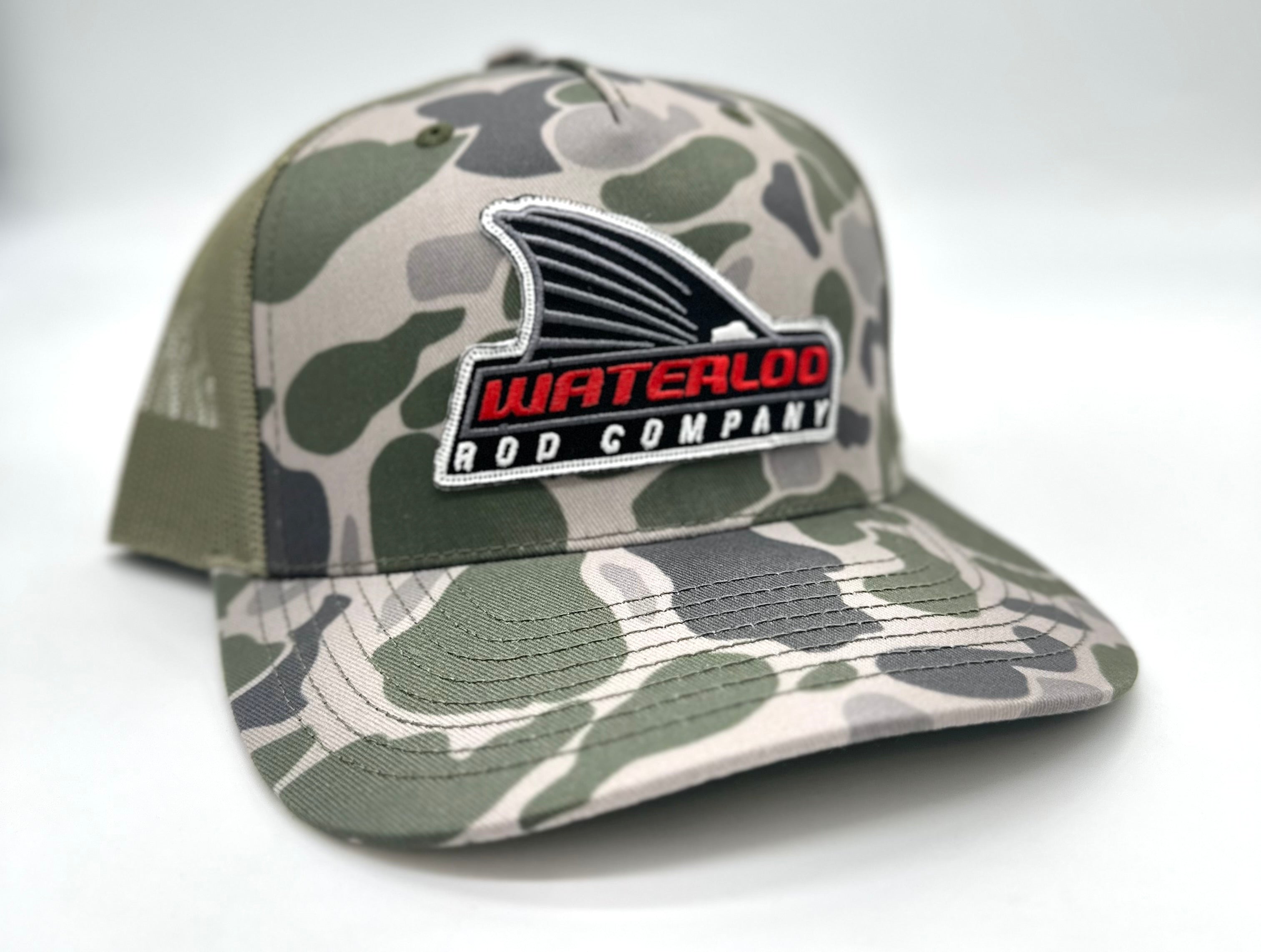 Waterloo Marsh Duck Camo and Loden Cap Tails Up Logo Waterloo Rods