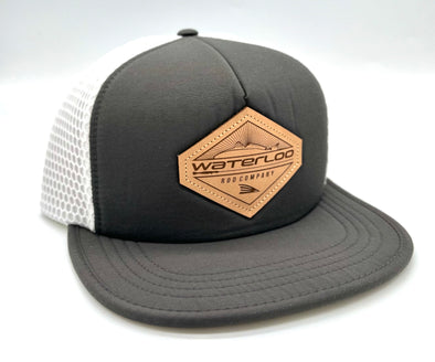 Waterloo Charcoal and White Mesh Cap - Leather Diamond Patch