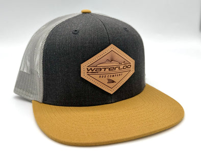 Waterloo Heather Charcoal, Birch, and Biscuit  Cap - Leather Diamond Patch