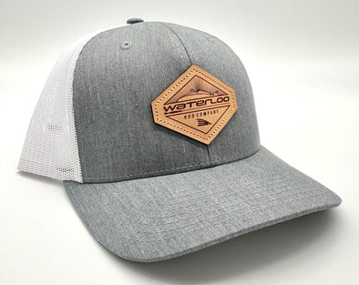 Waterloo Heather Grey and White Cap - Diamond Leather Patch