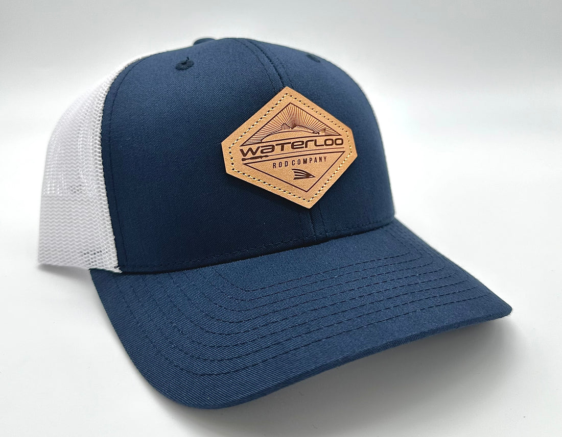Waterloo Navy and White Cap - Diamond Leather Patch