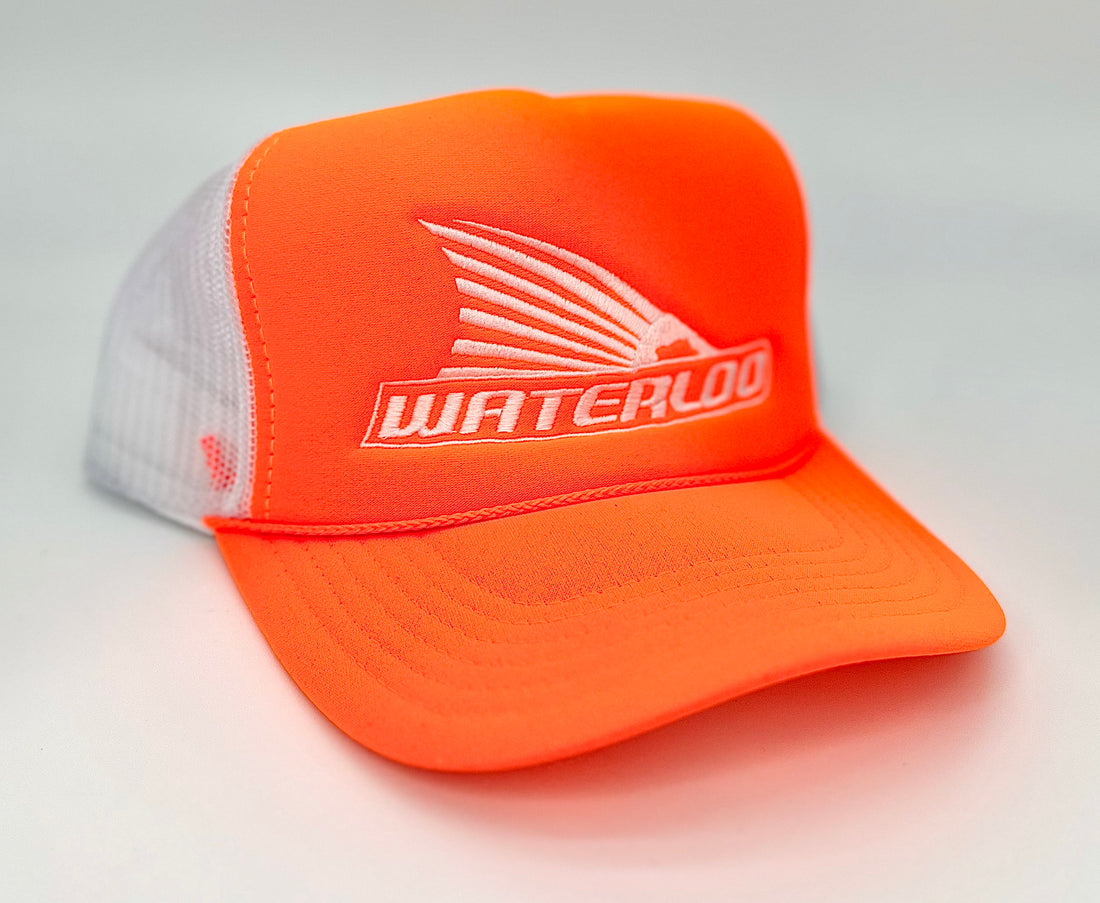Waterloo Neon Orange and White Foam Front Cap - Tails Up
