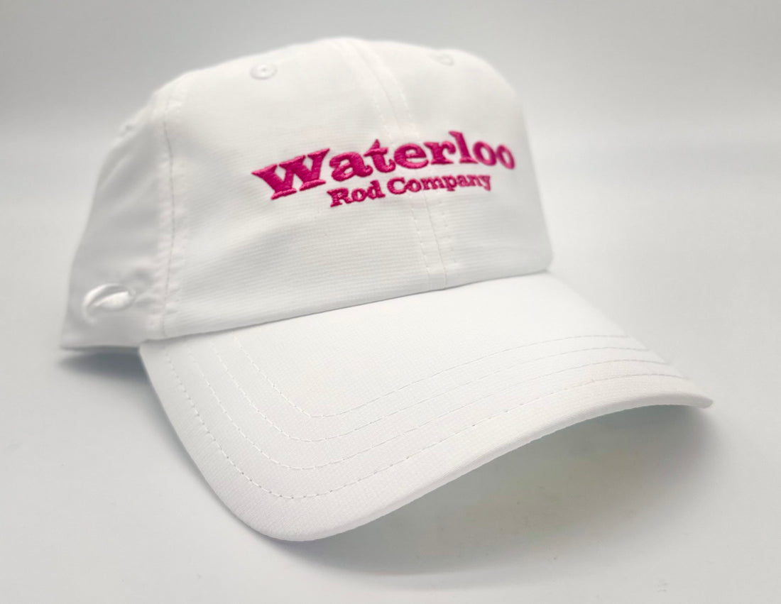 Waterloo Unstructured White Cap - Hot Pink Waterloo Logo
