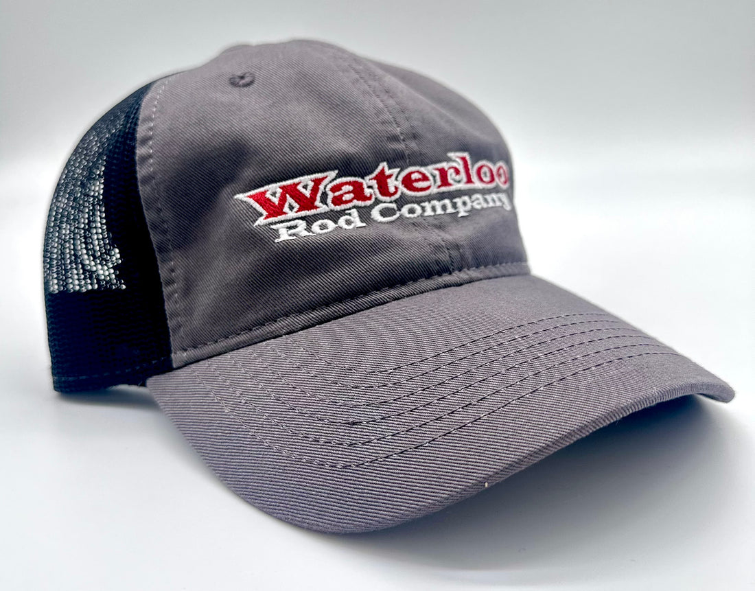 Waterloo Charcoal and Black Unstructured Cap - Red Original Logo
