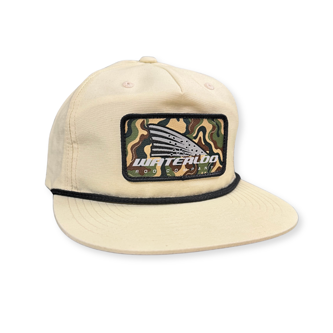 Waterloo Cream and Black Rope Cap - Wavy Camo Tails Up Patch