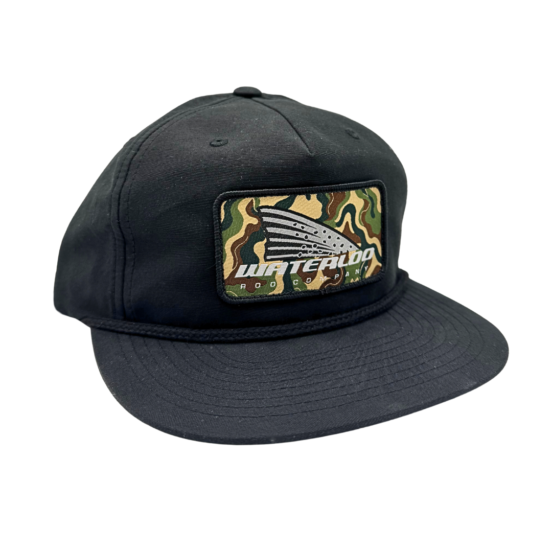 Waterloo Black Rope Cap  - Wavy Camo Tails Up Patch