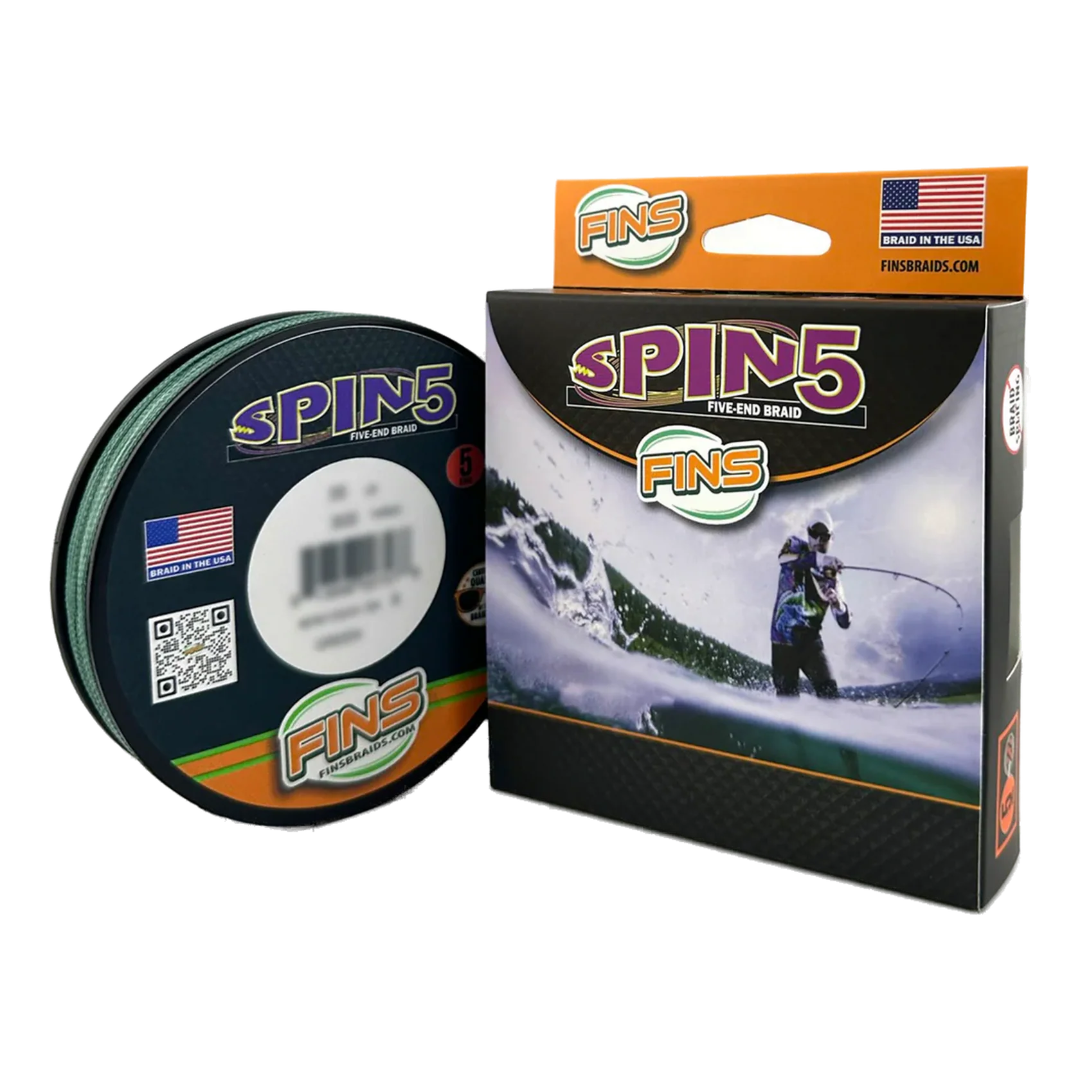 FINS Spin5 Braided Fishing Line 15lb 150yd Green