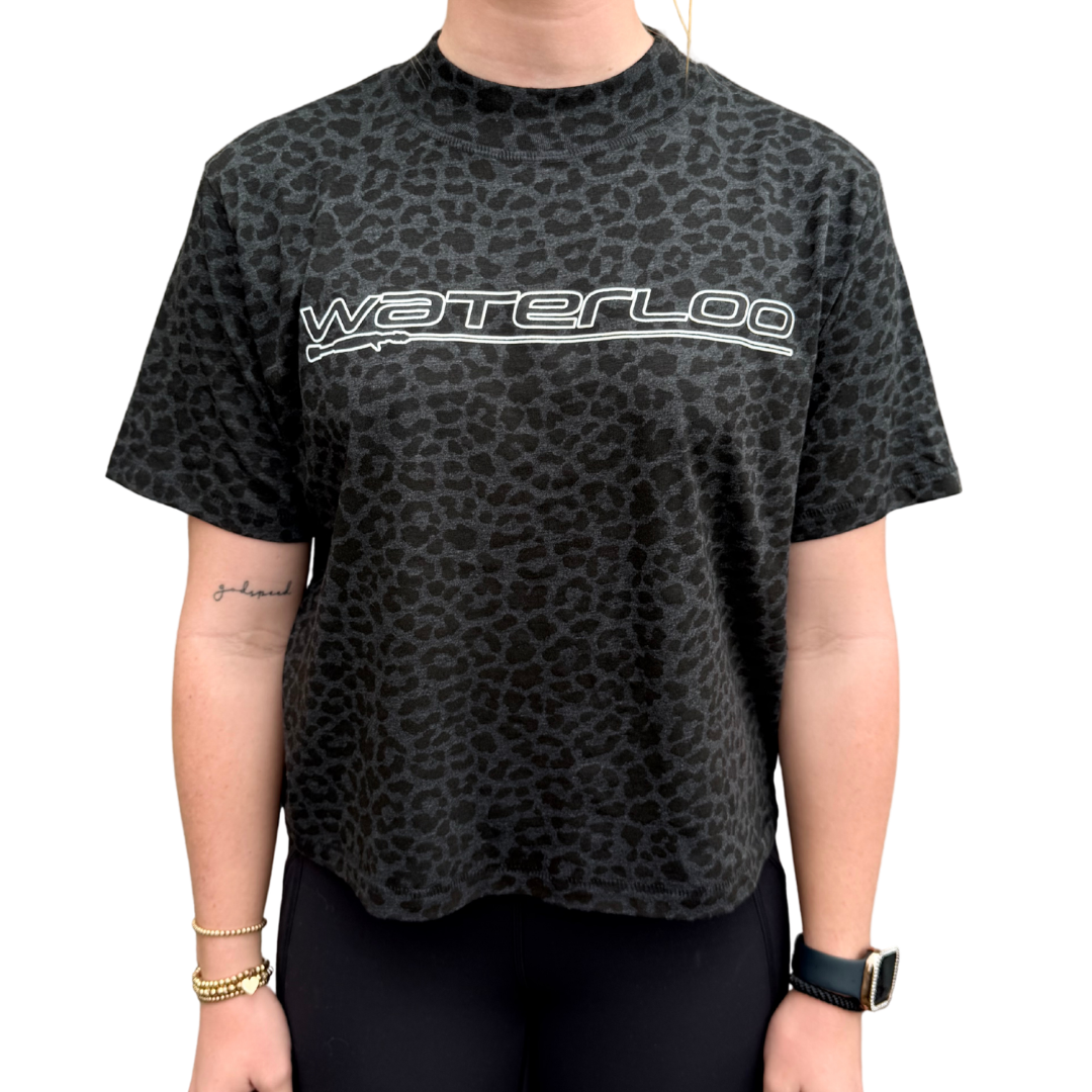 Women's Boxy Tee - Black Leopard - Performance Logo