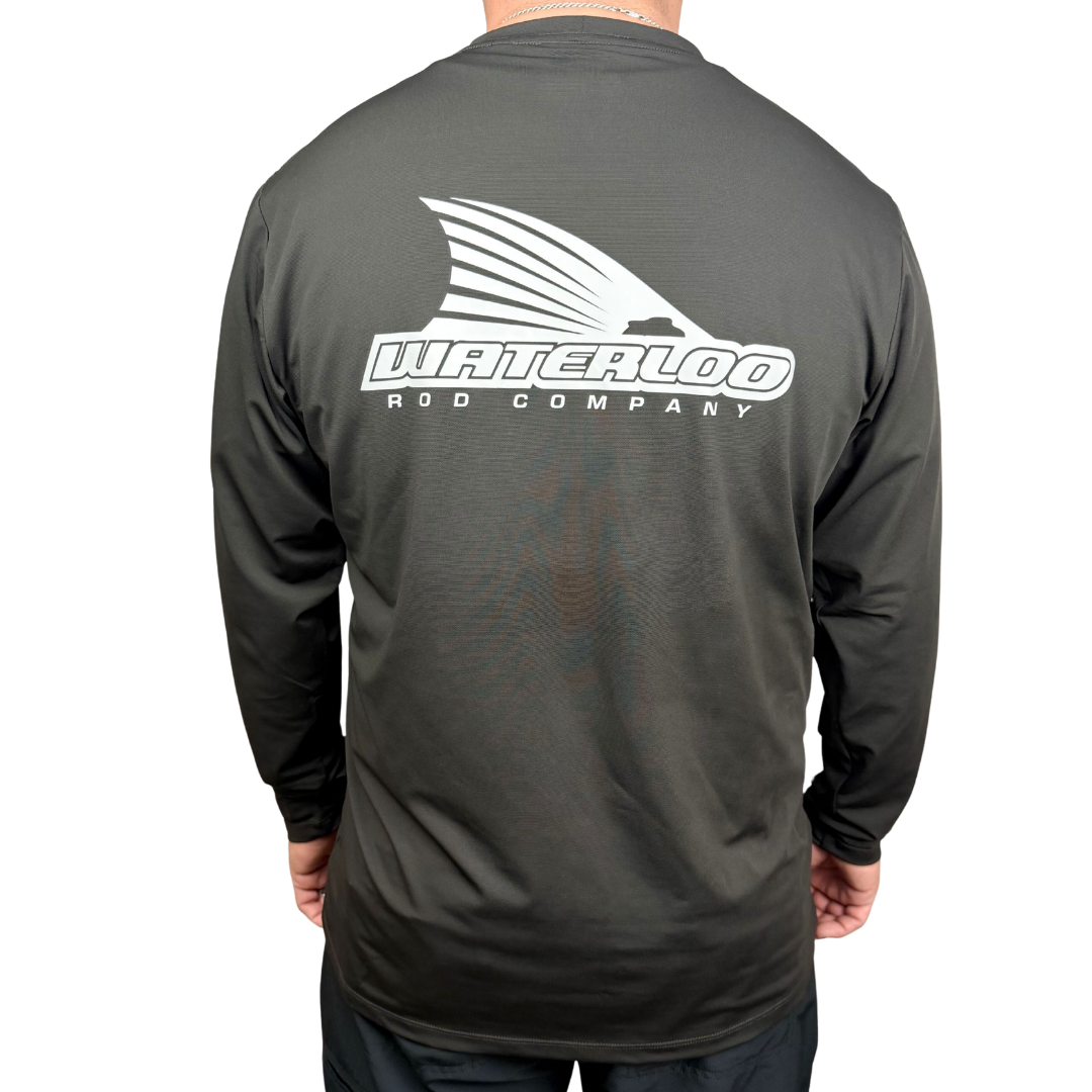 Waterloo Black Long Sleeve Performance Tee- Tails Up