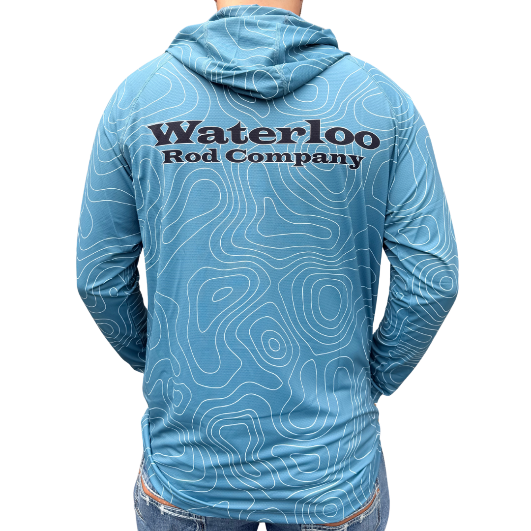 Waterloo Blue Topo Long Sleeve Hoodie - OG Logo