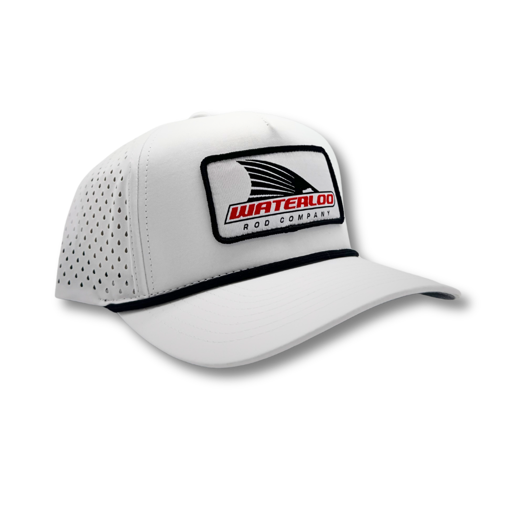 Waterloo White and Black Performance Rope Cap - Tails Up Patch