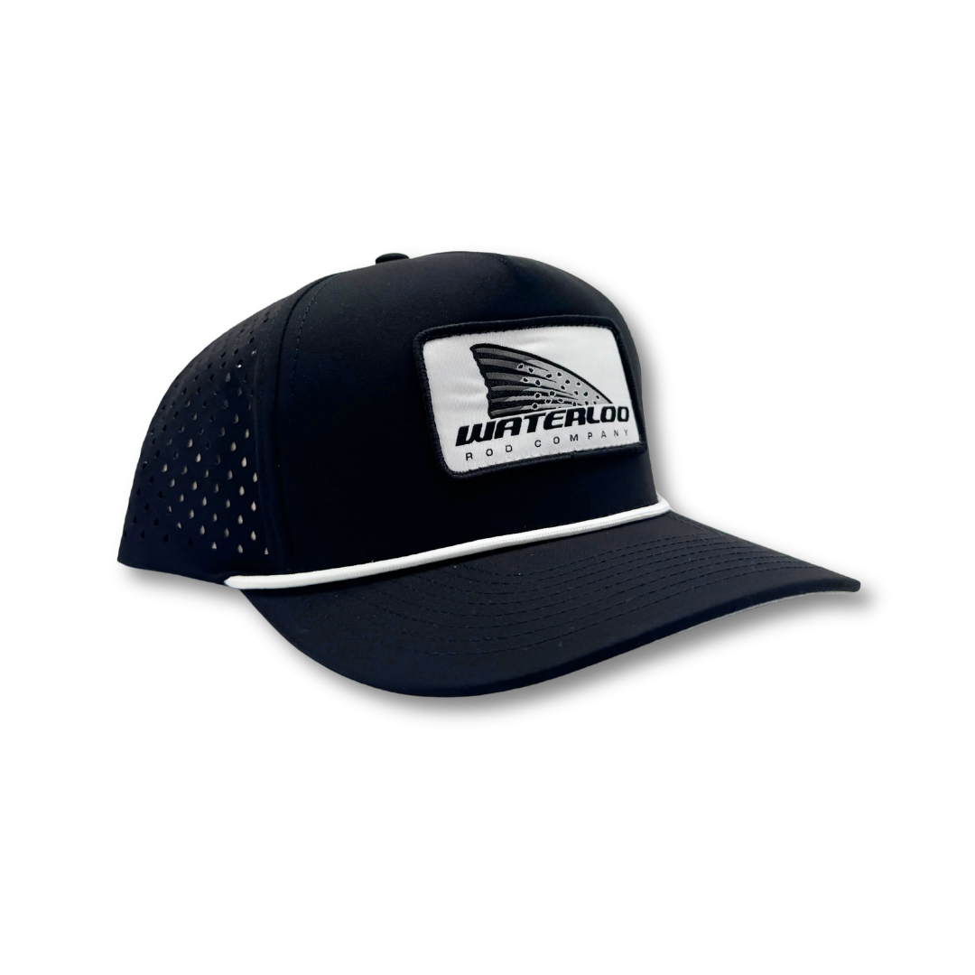 Waterloo Black and White Performance Rope Cap - Trout Patch