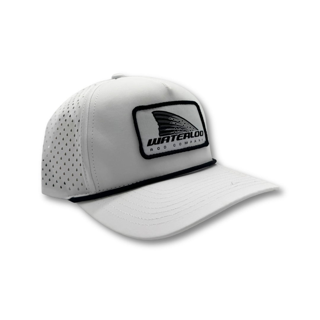 Waterloo White and Black Performance Rope Cap - Trout Patch
