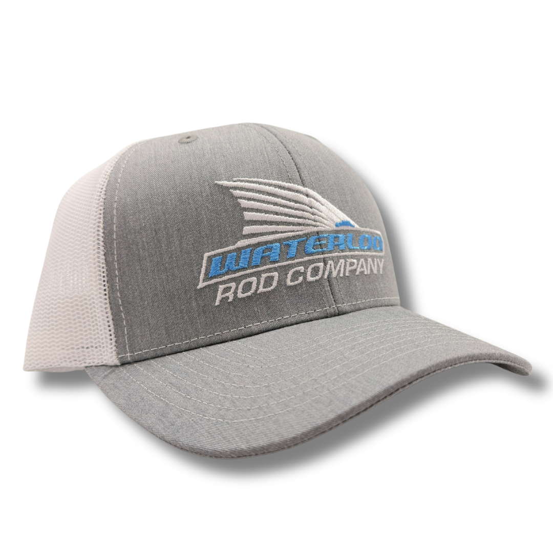 Waterloo Heather Grey and White Cap - Blue Tails Up Logo