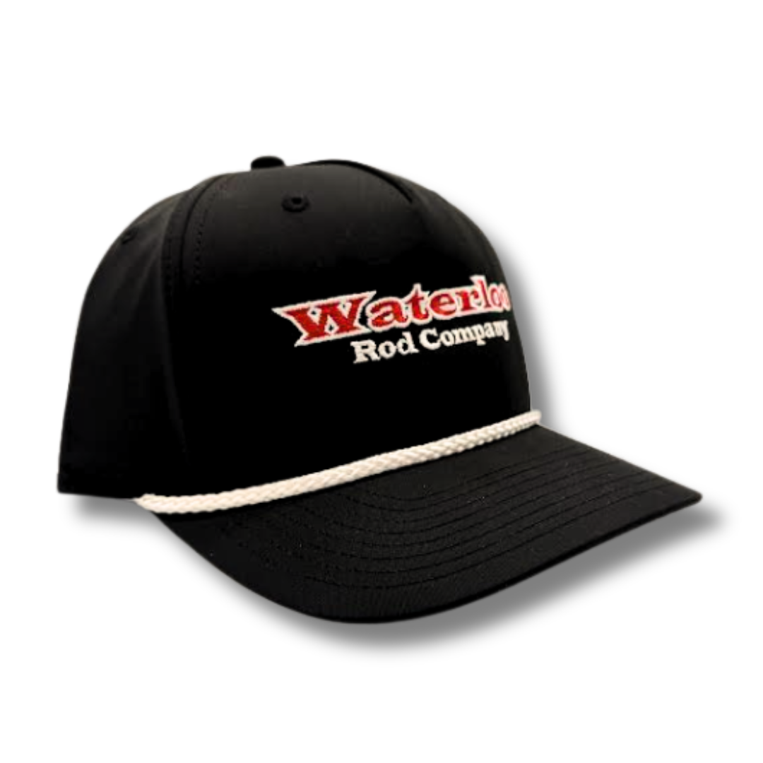 Waterloo Black and White Rope Cap - Original Logo – Waterloo Rods