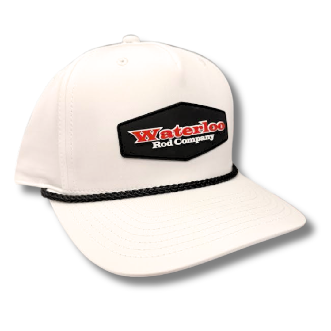 Waterloo White with Black Rope Cap - Waterloo Rubber Badge