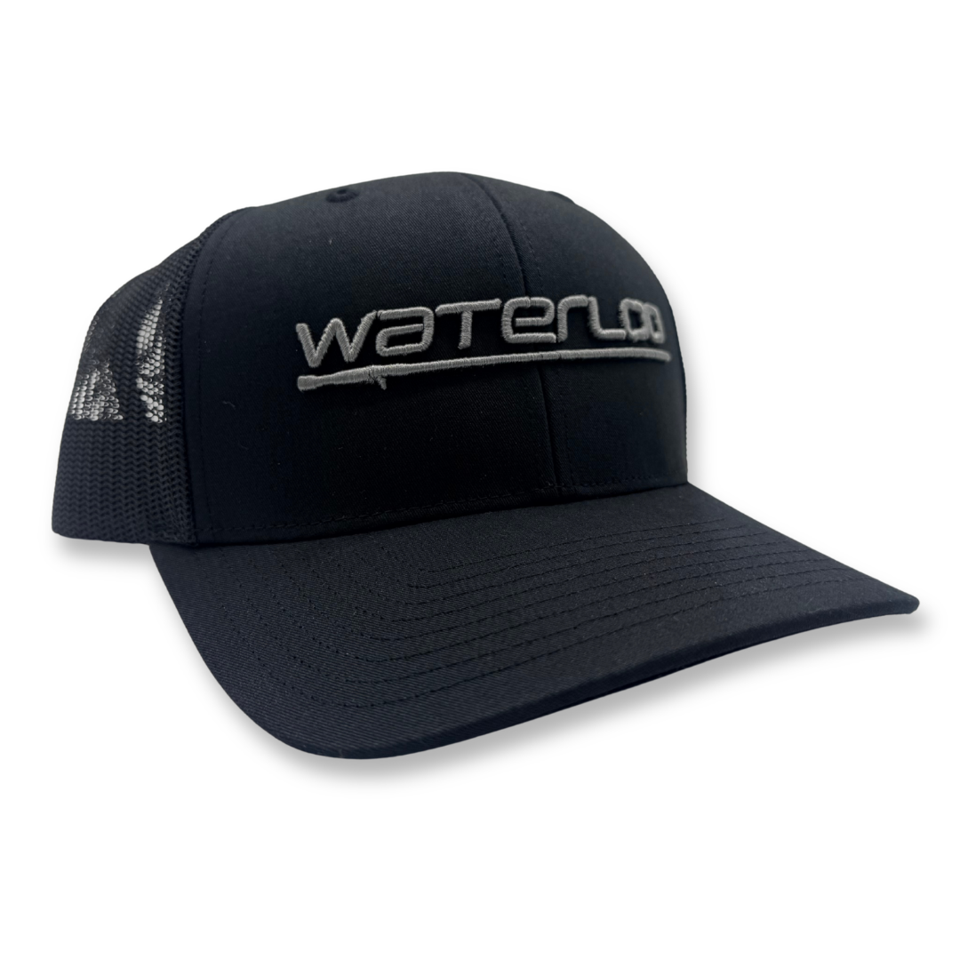 Waterloo Black on Black Cap - Silver Performance Puff Logo
